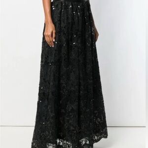 Alice + Olivia Black Sequin A-Line Maxi Skirt